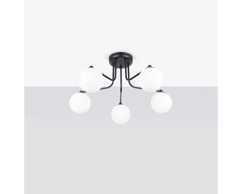 Lumină de plafon cu cinci corpuri de iluminat sferice