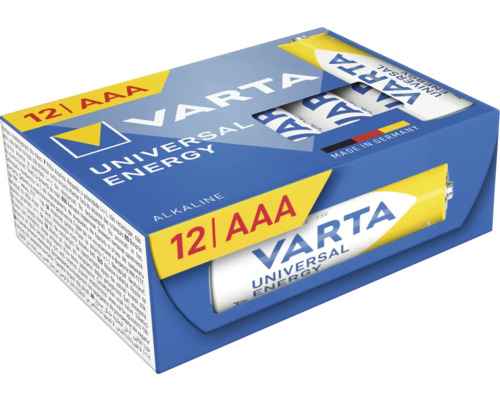 Baterii Varta Energy AAA R3 1,5V plastic free, pachet 12 bucăți Varta Universal Energy Baterie alcaline AAA, pachet de 12