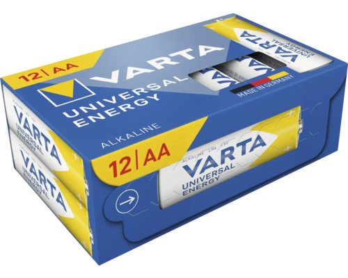 Baterii Varta Energy AA R6 1,5V plastic free, pachet 12 bucăți Baterie alcaline Varta Universal Energy AA, set de 12 bucăți