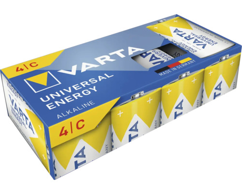 Baterii Varta Universal Energy Alcaline C, pachet de 4 bucăți