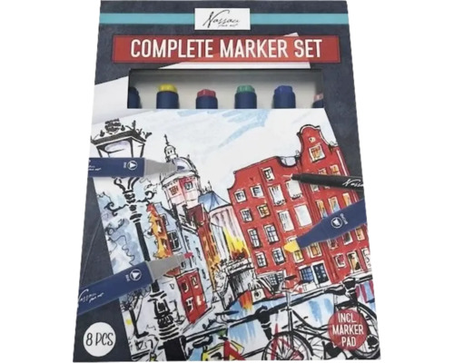Set complet desen cu markere duble și bloc de desen A5