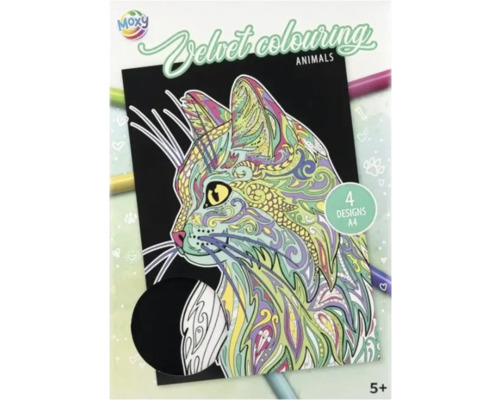 Set coli catifelate de colorat A4 animale, 4 modele