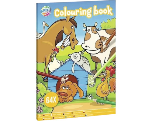 Carte de colorat Moxy cu motive animale și 64 de pagini de colorat