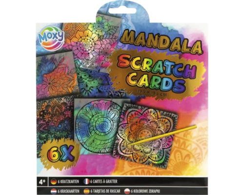 Set scratch mandala 19,5x19,5 cm, 6 cartonașe de răzuit