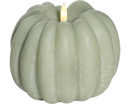 Lumânare dovleac cu LED Lafiora Ø 13,7 cm H 11,5 cm verde Lumânare decorativă de dovleac cu lumină LED