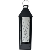 Felinar decorativ negru din metal și sticlă cu mâner