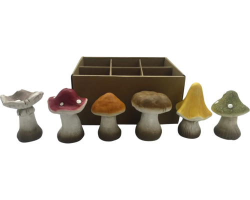 Figurine decorative ciuperci în diverse forme și culori, cu ambalaj din carton