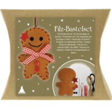 Set de lucru manual din pâslă cu motiv om de turtă dulce în ambalaj