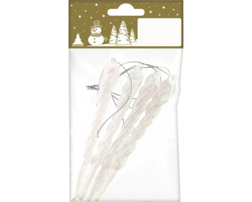 Set 3 țurțuri plastic 9,5 cm alb Decorațiuni de brad în formă de țurțuri în pachet