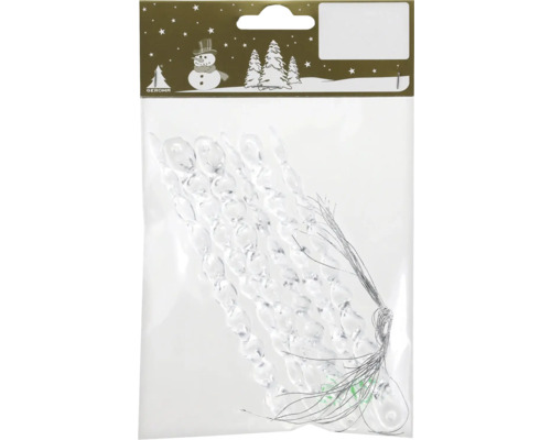 Set 6 țurțuri cu agățătoare plastic 13 cm transparent Ambalaj cu țurțuri transparenți pentru decorare