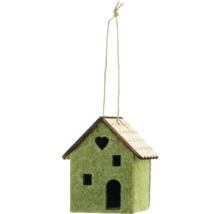 Casă decorativă verde din pâslă cu șnur de agățat