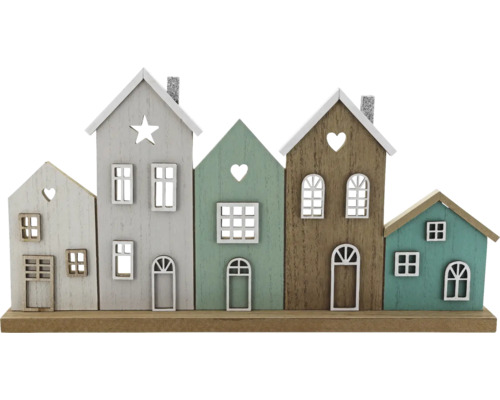 Case decorative din lemn pe un soclu