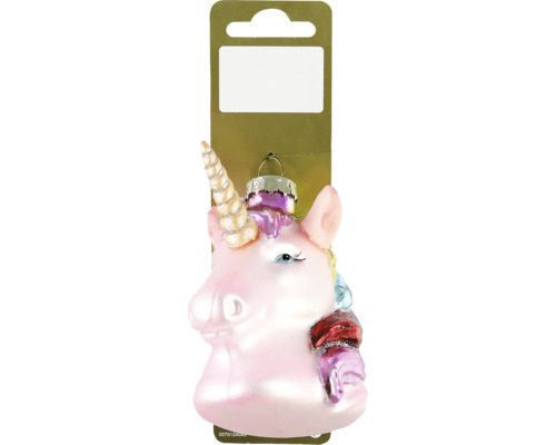 Decorațiune unicorn cu agățătoare sticlă 4,5x8 cm roz Glob de pom de Crăciun unicorn ca decorațiune de Crăciun