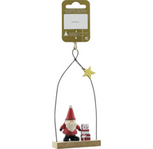 Moș Crăciun decorativ cu stivă de cadouri și stea ca pandantiv