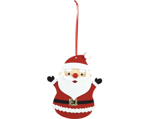 Decorațiune Moș Crăciun cu agățătoare pâslă 15 cm roșu Ornament de Crăciun Moș Crăciun din pâslă cu panglică de agățat