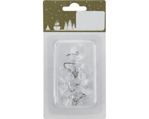 Set ventuze cu cârlige pentru ghirlande 2 cm transparent 10 buc. Pachet cu ventuze și cârlige pentru fixare