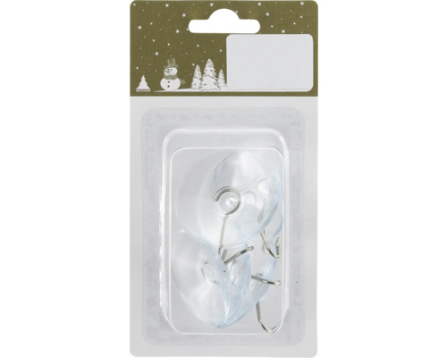 Set ventuze cu cârlige pentru ghirlande 3,5 cm transparent 6 buc. Ventuze cu cârlige în ambalaj
