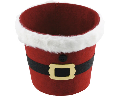 Coș Crăciun 15,5x13,5 cm roșu Ghiveci decorativ cu design de Moș Crăciun pentru sezonul festiv