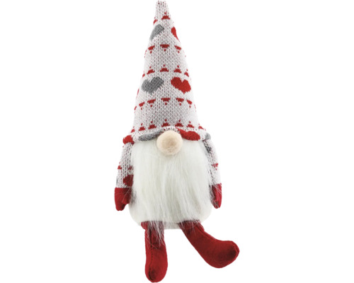 Figurină pitic pâslă 21 cm alb/roșu Figurină decorativă pitic cu căciulă și barbă