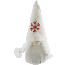 Figurină decorativă spiriduș de Crăciun cu fulg de zăpadă roșu pe căciulă