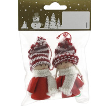 Pachet cu două decorațiuni pentru pomul de Crăciun în formă de figurine cu căciuli și fulare