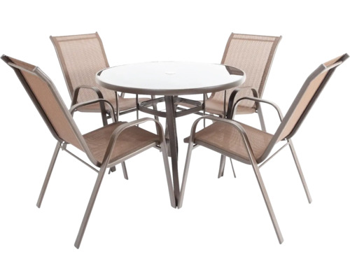 Set de mobilier de grădină cu masă rotundă și patru scaune
