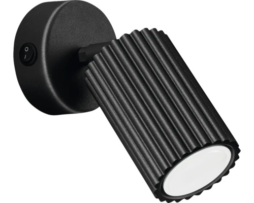 Spot aplicat Karbon GU10 max. 1x10W, negru/aluminiu Spot negru de perete cu întrerupător