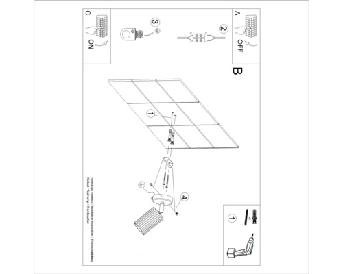 Instrucțiuni de instalare pentru lampă de perete cu instrucțiuni de asamblare și schemă electrică