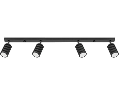 Șină spoturi Karbon GU10 max. 4x10W, negru/aluminiu Lumină de tavan cu patru spoturi pentru iluminarea flexibilă a încăperii