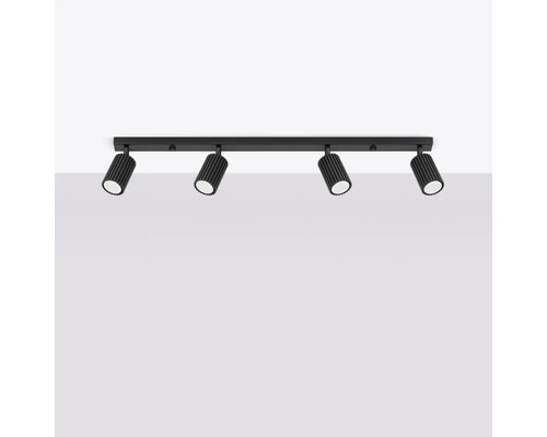Lumină de tavan neagră cu patru spoturi