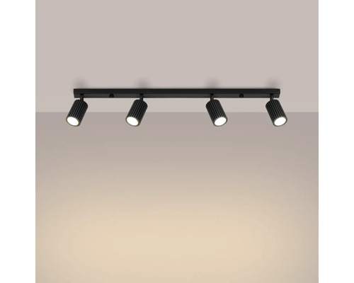 Lumină de tavan neagră cu patru spoturi