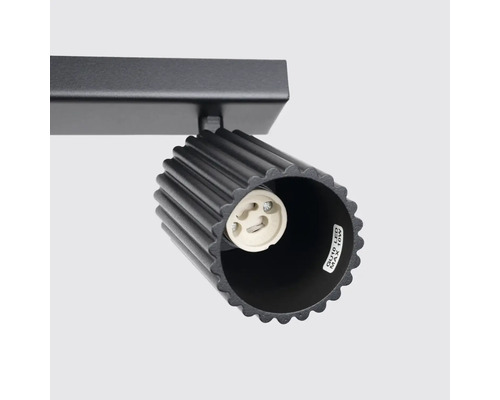 Lumină de tavan neagră cu soclu GU10 pentru becuri de maximum 10 wați