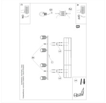 Instrucțiuni de montaj pentru o plafonieră cu pașii de instalare.
