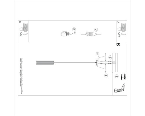 Instrucțiuni de instalare pentru o lampă de tavan cu pași pentru fixare și cablare