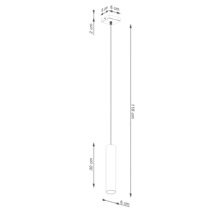 Desen tehnic al unei lămpi suspendate cu dimensiuni.