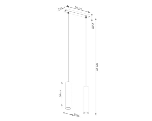 Desen tehnic al unei lămpi suspendate cu dimensiuni
