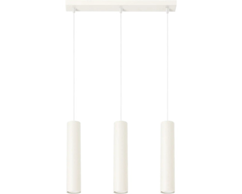 Lustr cu trei becuri și abajururi cilindrice