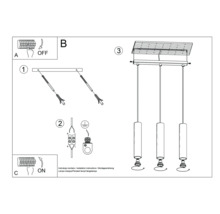 Instrucțiuni de montaj pentru o lampă suspendată cu trei lumini