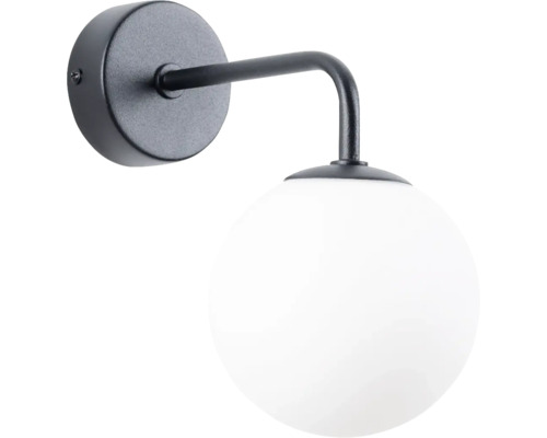 Aplică perete interior Astral G9 max. 1x8W, negru/sticlă Lumină de perete cu glob rotund din sticlă albă