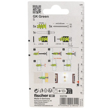 Set dibluri gips-carton Fischer GK Green S cu șuruburi și ajutor de montaj