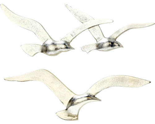 Pescăruși decorativi din metal, trei piese