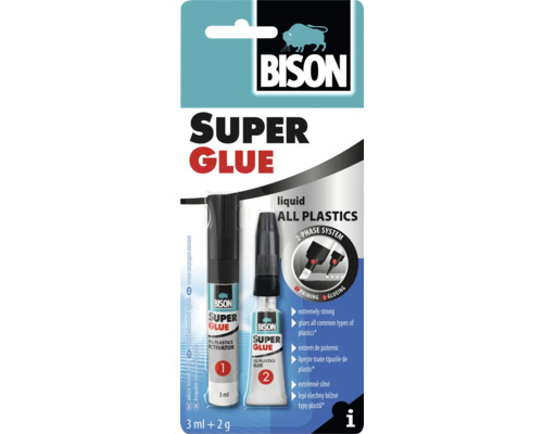 Adeziv bifazic Bison Super Glue All Plastics 3 ml + 2 g