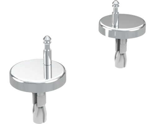 Două elemente de fixare pentru capacul de toaletă din metal și plastic