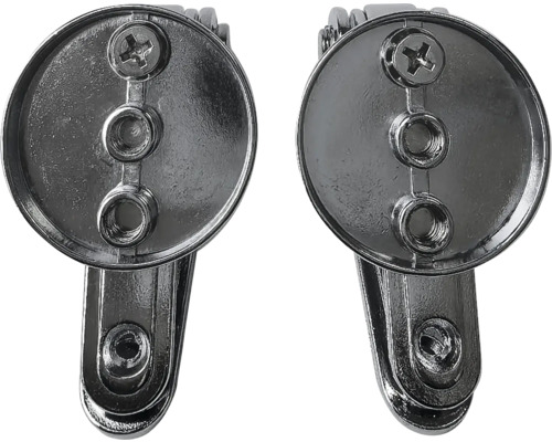 Două balamale argintii pentru mobilier, pentru fixarea elementelor de mobilier