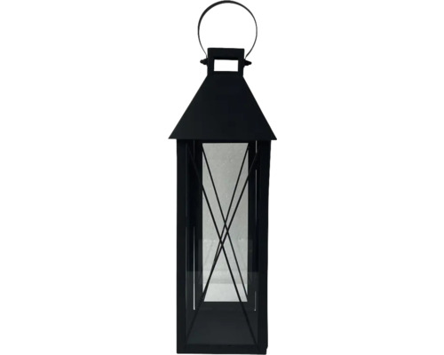 Lanternă metalică cu panouri de sticlă și mâner de transport