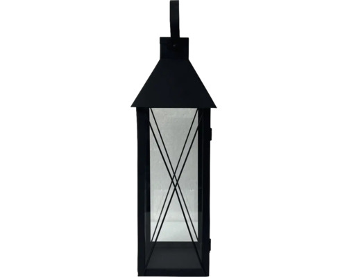 Lanternă decorativă cu inserție de sticlă și cadru metalic