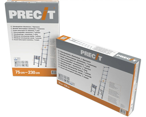 Scară telescopică din aluminiu, 7 trepte în cutie