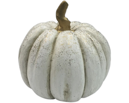 Figurină decorativă de dovleac alb cu tulpină aurie