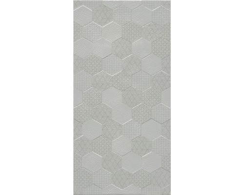 Faianță baie / bucătărie glazurată Grafen Hexagon Grey 30x60 cm Placă hexagonală de perete cu model