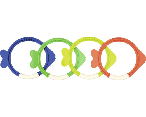 Patru inele colorate pentru scufundări în formă de pește